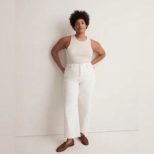 Madewell White Cropped Wide-Leg Jeans